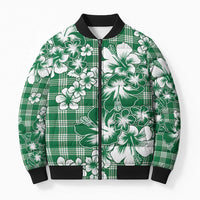 Hibiscus Pakala Emerald Green Bomber Puffer Jacket Tropical Floral Stylized - Polynesian Pride