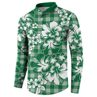 Hibiscus Pakala Emerald Green Button Sweatshirt Tropical Floral Stylized - Polynesian Pride