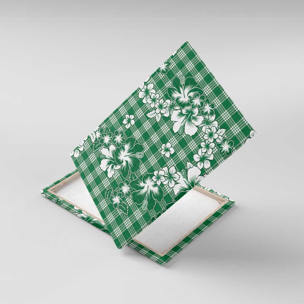 Hibiscus Pakala Emerald Green Canvas Wall Art Tropical Floral Stylized - Polynesian Pride