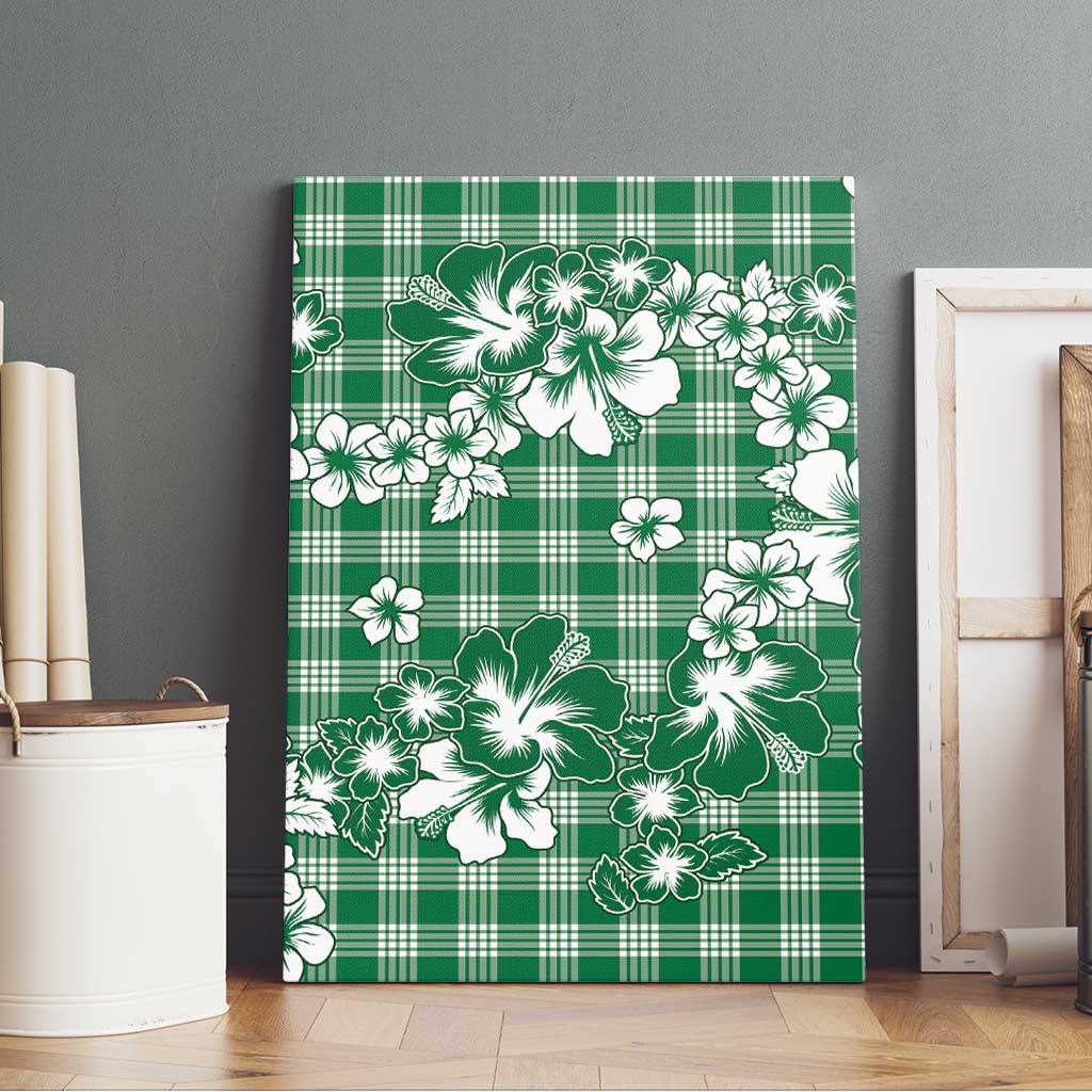 Hibiscus Pakala Emerald Green Canvas Wall Art Tropical Floral Stylized - Polynesian Pride