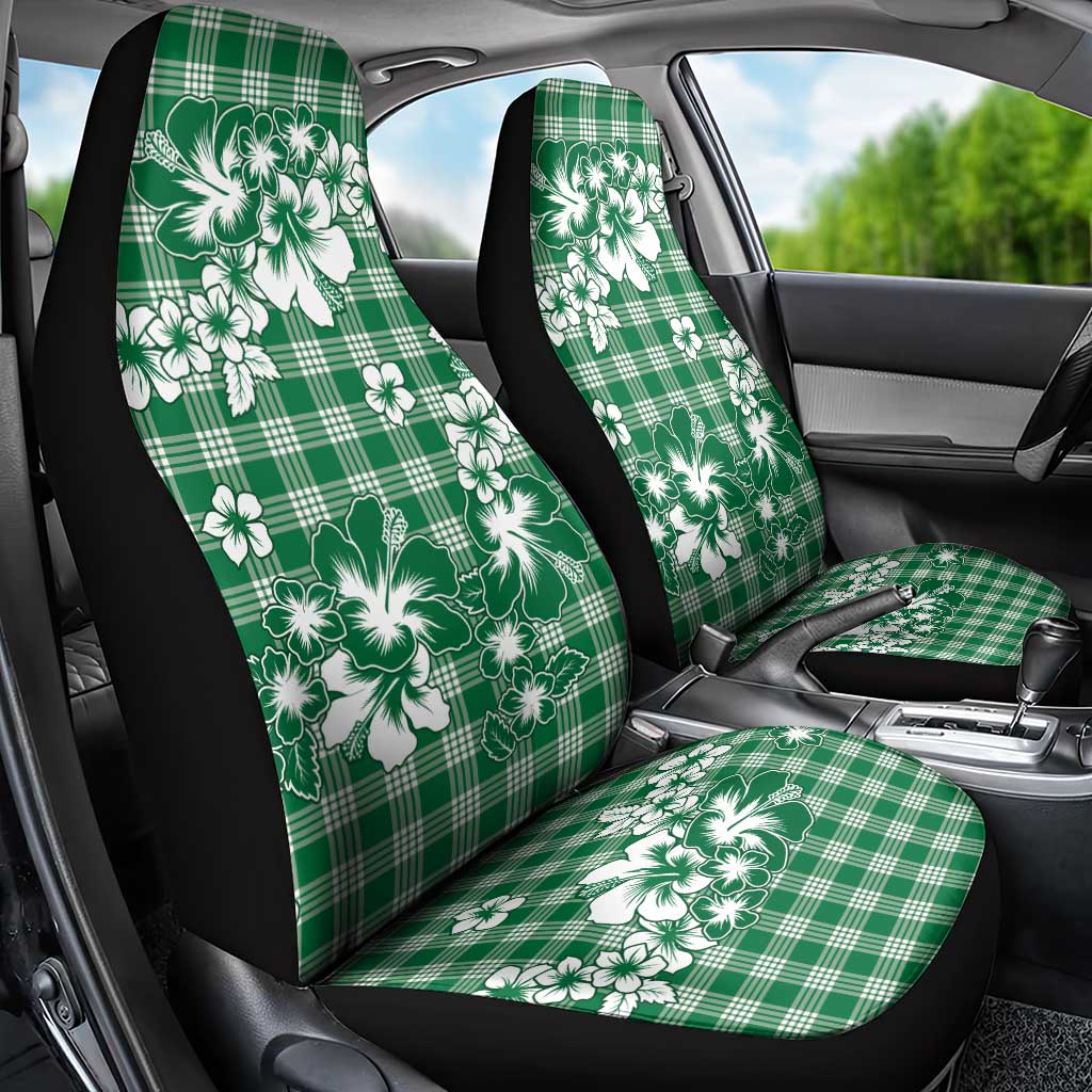 Hibiscus Pakala Emerald Green Car Seat Cover Tropical Floral Stylized - Polynesian Pride
