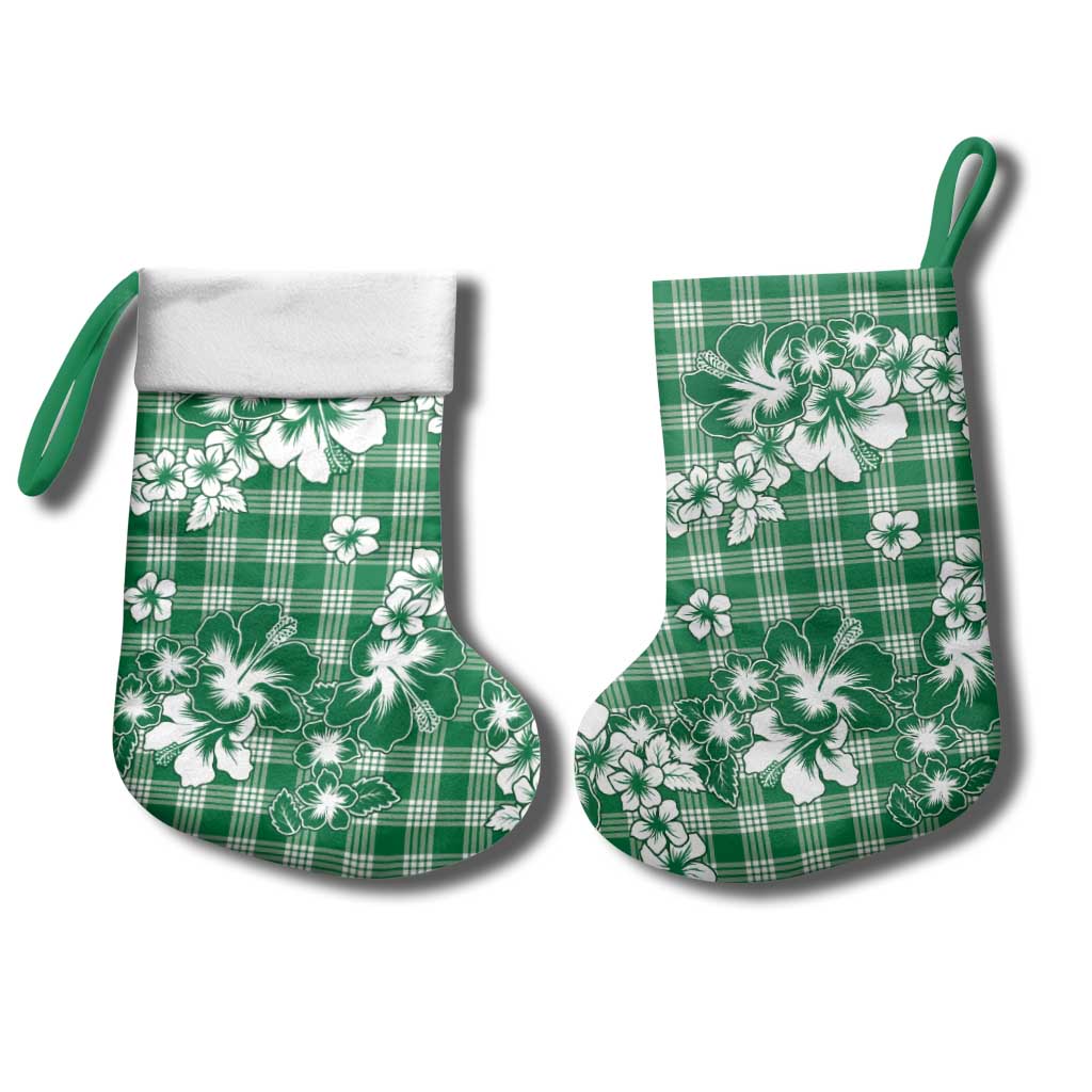 Hibiscus Pakala Emerald Green Christmas Stocking Tropical Floral Stylized - Polynesian Pride