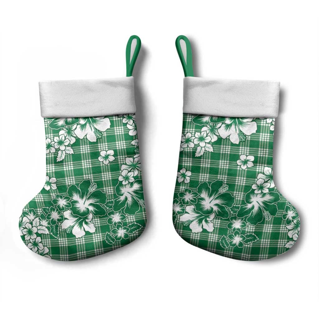 Hibiscus Pakala Emerald Green Christmas Stocking Tropical Floral Stylized - Polynesian Pride