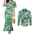 Hibiscus Pakala Emerald Green Couples Matching Mermaid Dress and Long Sleeve Button Shirt Tropical Floral Stylized - Polynesian Pride