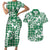Hibiscus Pakala Emerald Green Couples Matching Short Sleeve Bodycon Dress and Hawaiian Shirt Tropical Floral Stylized - Polynesian Pride