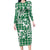 Hibiscus Pakala Emerald Green Family Matching Long Sleeve Bodycon Dress and Hawaiian Shirt Tropical Floral Stylized - Polynesian Pride