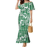 Hibiscus Pakala Emerald Green Family Matching Mermaid Dress and Hawaiian Shirt Tropical Floral Stylized - Polynesian Pride