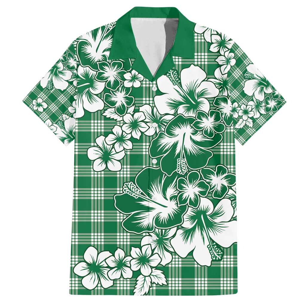 Hibiscus Pakala Emerald Green Family Matching Puletasi and Hawaiian Shirt Tropical Floral Stylized - Polynesian Pride