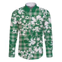 Hibiscus Pakala Emerald Green Family Matching Puletasi and Hawaiian Shirt Tropical Floral Stylized - Polynesian Pride