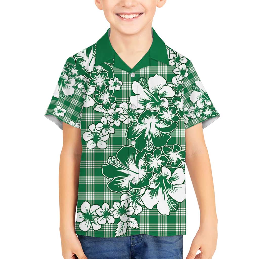 Hibiscus Pakala Emerald Green Family Matching Puletasi and Hawaiian Shirt Tropical Floral Stylized - Polynesian Pride