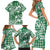 Hibiscus Pakala Emerald Green Family Matching Short Sleeve Bodycon Dress and Hawaiian Shirt Tropical Floral Stylized - Polynesian Pride