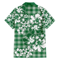 Hibiscus Pakala Emerald Green Family Matching Summer Maxi Dress and Hawaiian Shirt Tropical Floral Stylized - Polynesian Pride