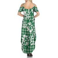 Hibiscus Pakala Emerald Green Family Matching Summer Maxi Dress and Hawaiian Shirt Tropical Floral Stylized - Polynesian Pride