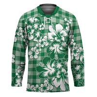 Hibiscus Pakala Emerald Green Hockey Jersey Tropical Floral Stylized - Polynesian Pride