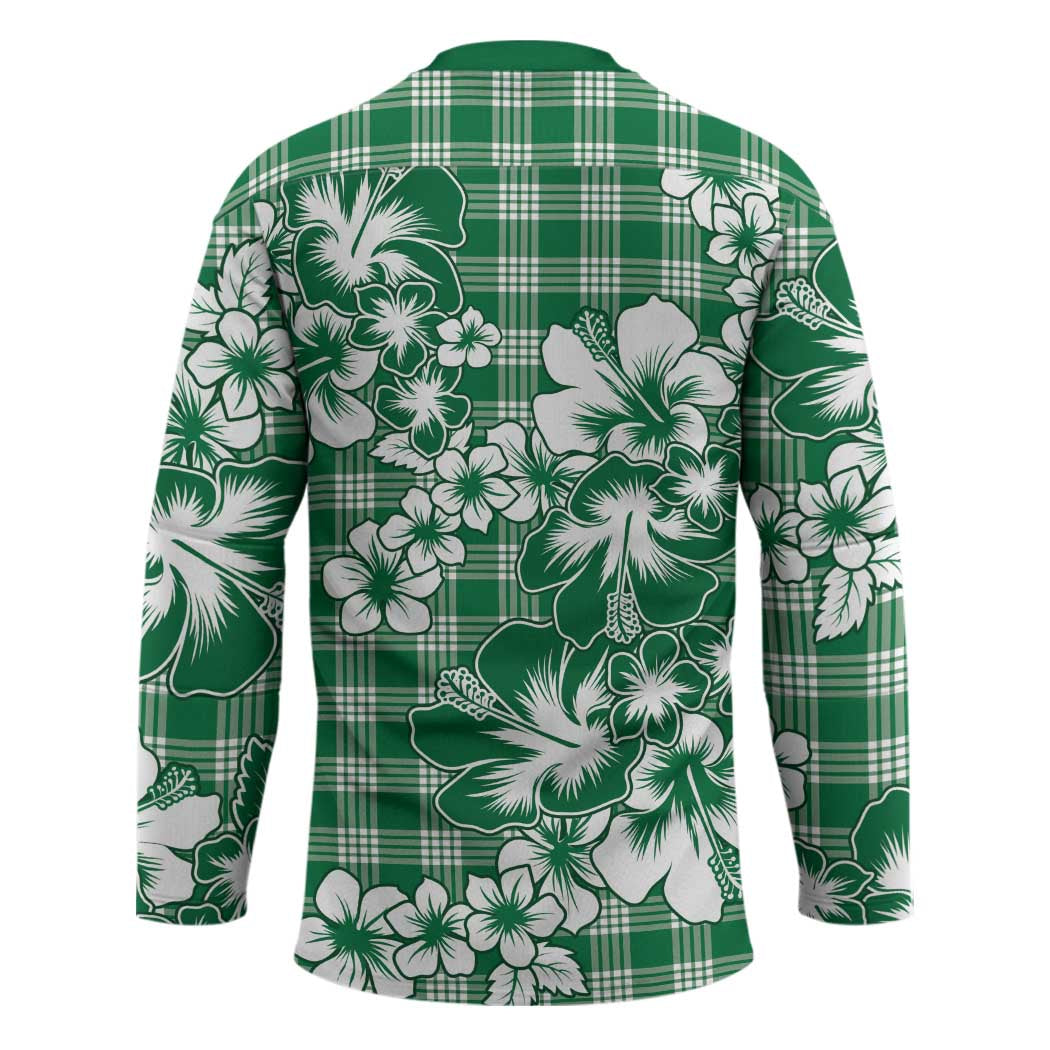 Hibiscus Pakala Emerald Green Hockey Jersey Tropical Floral Stylized - Polynesian Pride