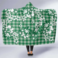 Hibiscus Pakala Emerald Green Hooded Blanket Tropical Floral Stylized - Polynesian Pride