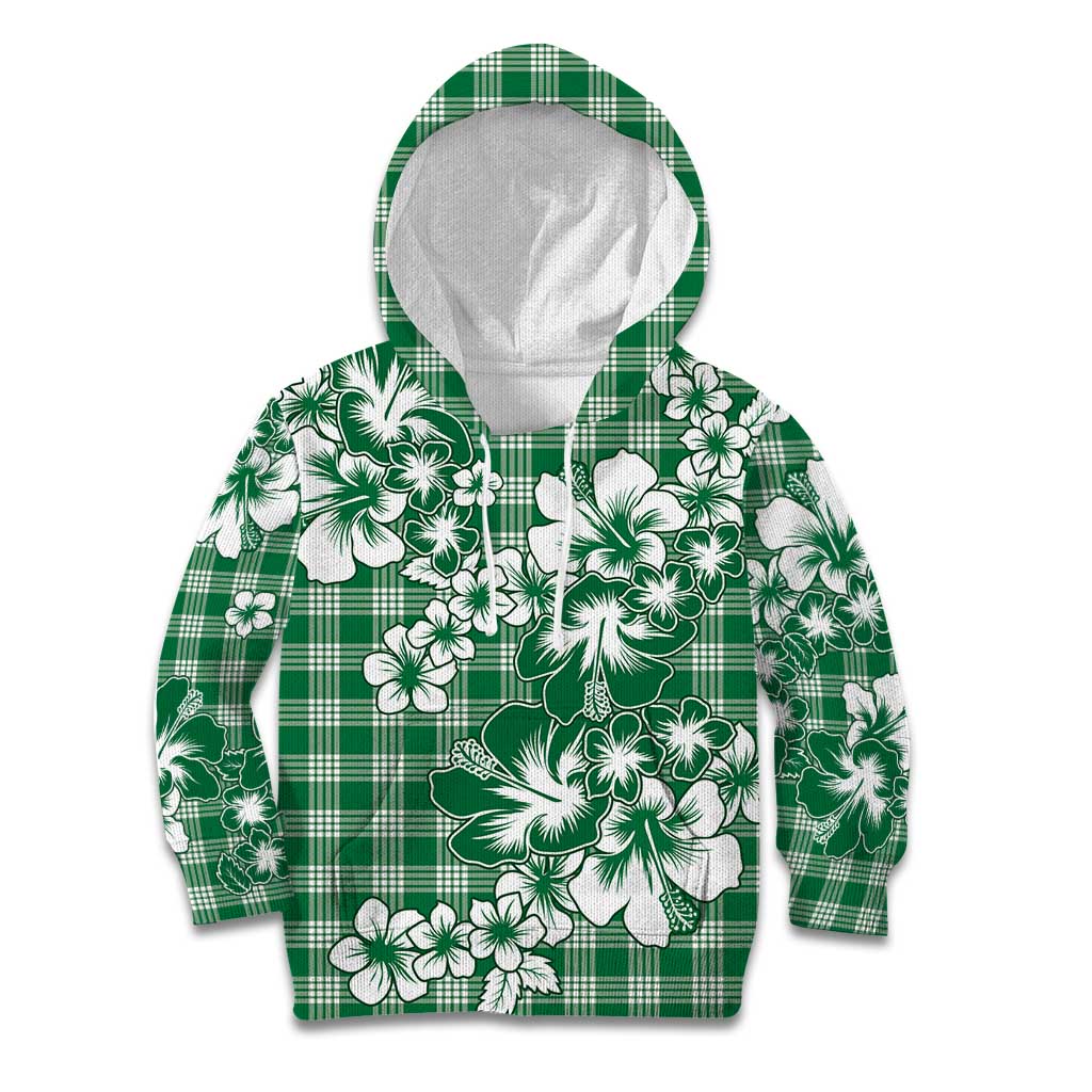 Hibiscus Pakala Emerald Green Kid Hoodie Tropical Floral Stylized - Polynesian Pride