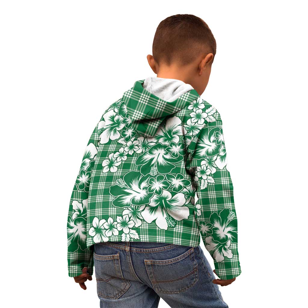 Hibiscus Pakala Emerald Green Kid Hoodie Tropical Floral Stylized - Polynesian Pride