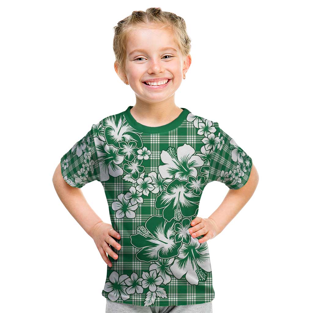Hibiscus Pakala Emerald Green Kid T Shirt Tropical Floral Stylized - Polynesian Pride