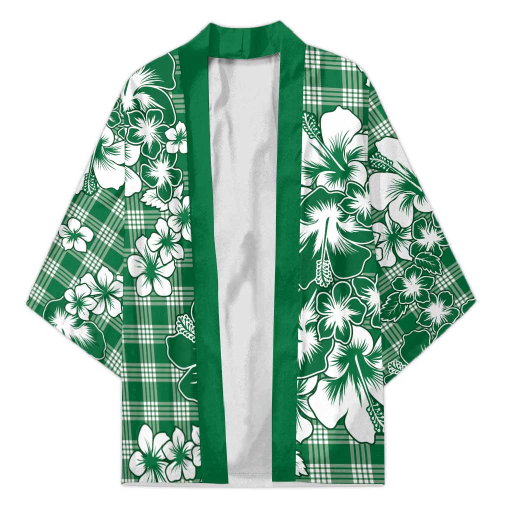 Hibiscus Pakala Emerald Green Kimono Tropical Floral Stylized - Polynesian Pride