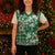 Hibiscus Pakala Emerald Green Christmas Knitted V-Neck Vest Tropical Floral Stylized - Polynesian Pride