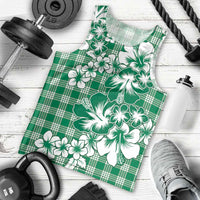 Hibiscus Pakala Emerald Green Men Tank Top Tropical Floral Stylized - Polynesian Pride