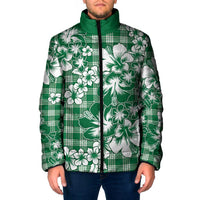 Hibiscus Pakala Emerald Green Padded Jacket Tropical Floral Stylized - Polynesian Pride
