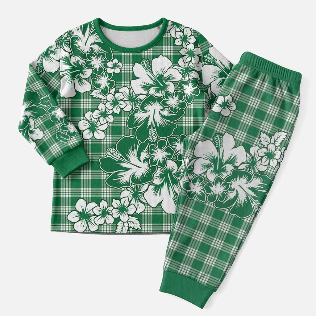 Hibiscus Pakala Emerald Green Christmas Pajama Set Tropical Floral Stylized LT01 Men Green - Polynesian Pride