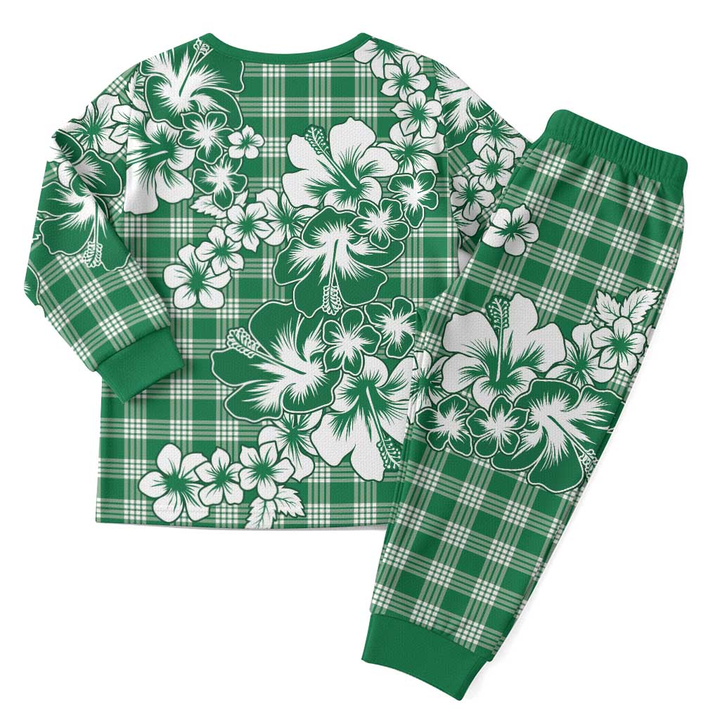 Hibiscus Pakala Emerald Green Christmas Pajama Set Tropical Floral Stylized LT01 - Polynesian Pride