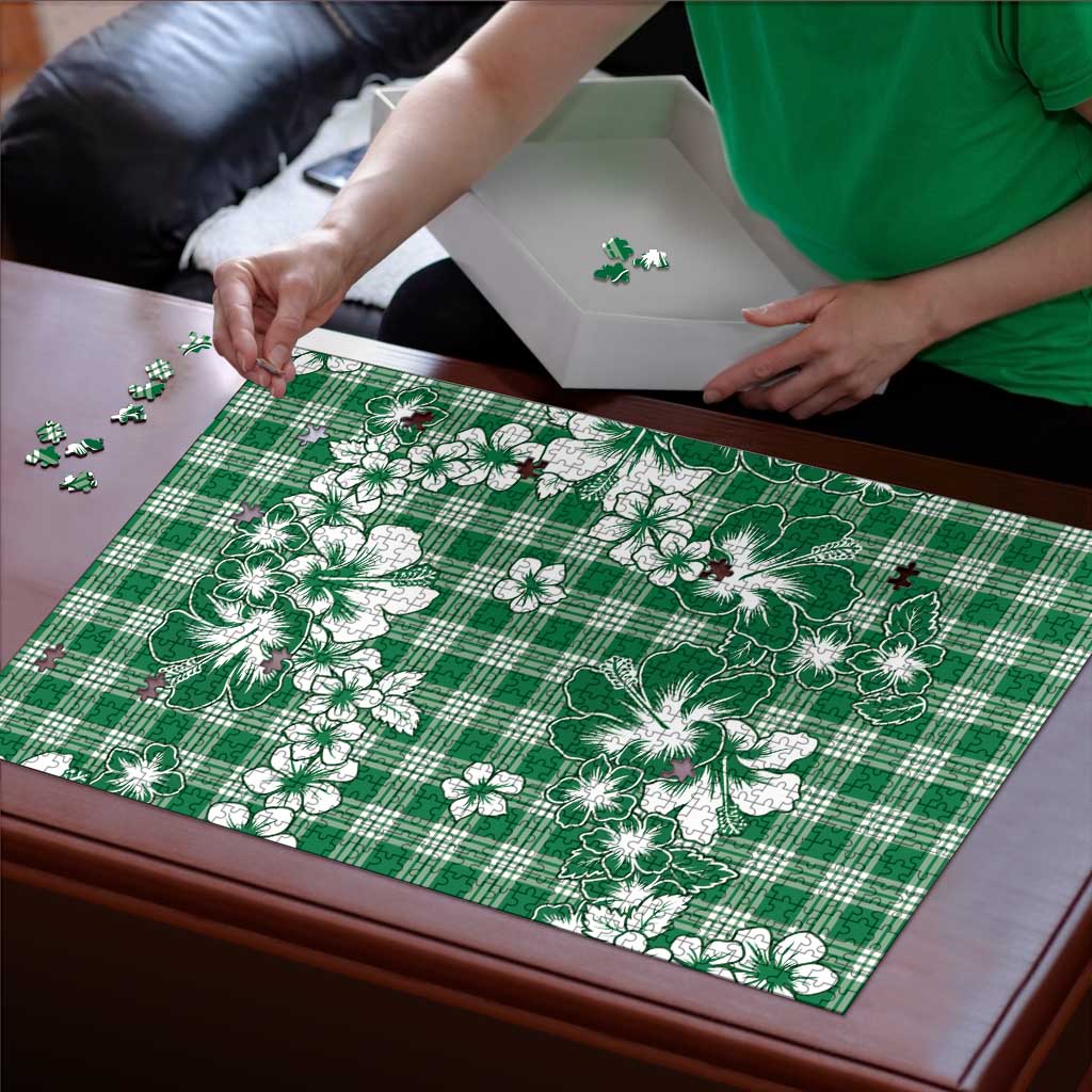 Hibiscus Pakala Emerald Green Puzzle Tropical Floral Stylized - Polynesian Pride