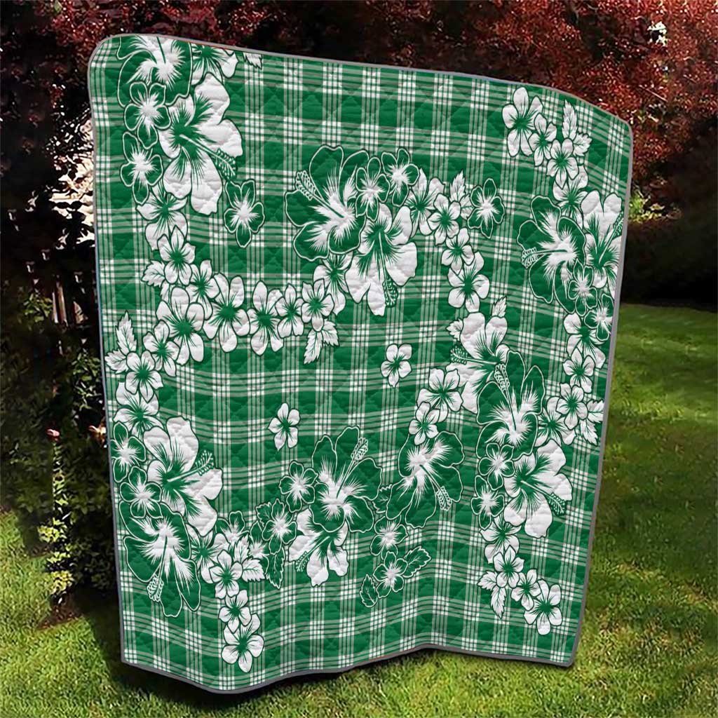 Hibiscus Pakala Emerald Green Quilt Tropical Floral Stylized - Polynesian Pride