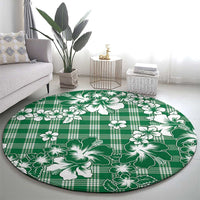 Hibiscus Pakala Emerald Green Round Carpet Tropical Floral Stylized - Polynesian Pride