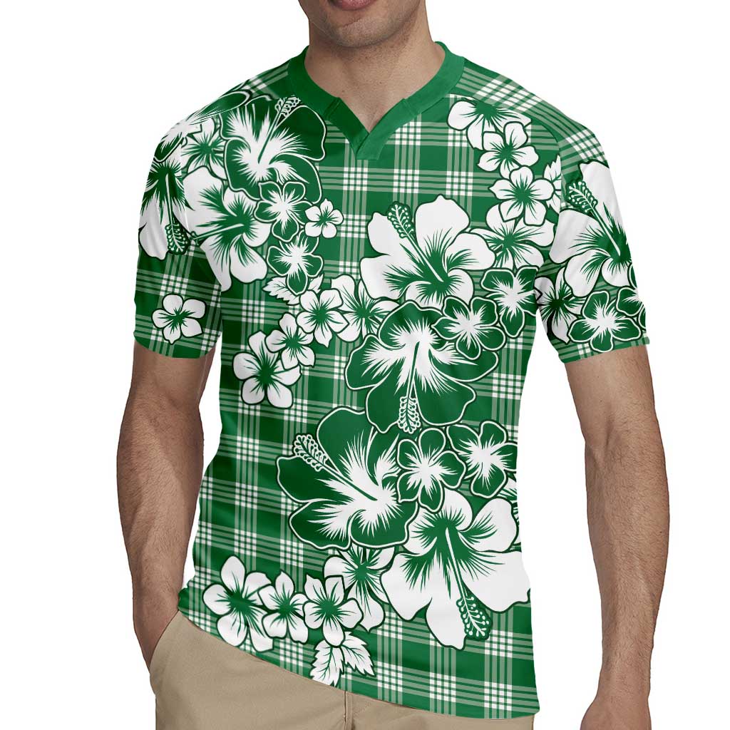 Hibiscus Pakala Emerald Green Rugby Jersey Tropical Floral Stylized - Polynesian Pride