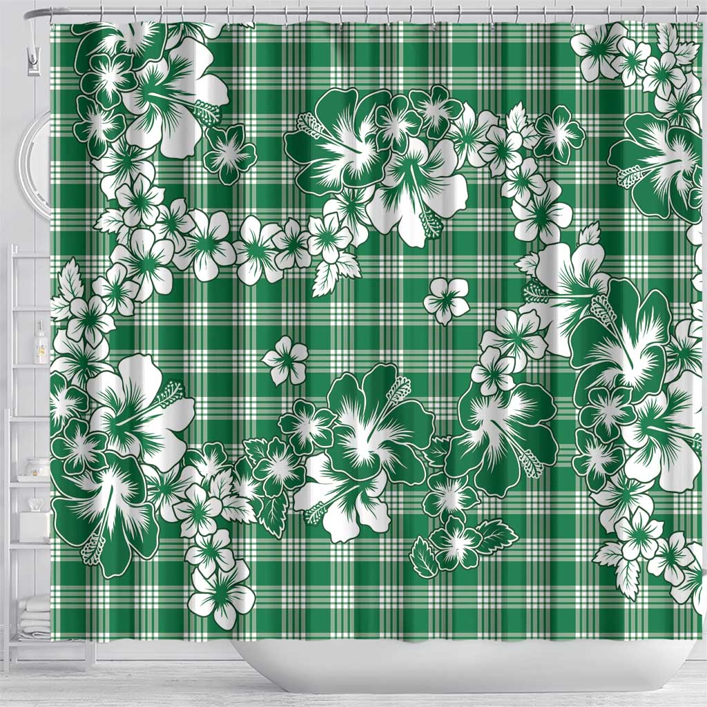 Hibiscus Pakala Emerald Green Shower Curtain Tropical Floral Stylized - Polynesian Pride