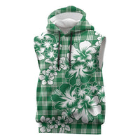 Hibiscus Pakala Emerald Green Sleeveless Hoodie Tropical Floral Stylized - Polynesian Pride