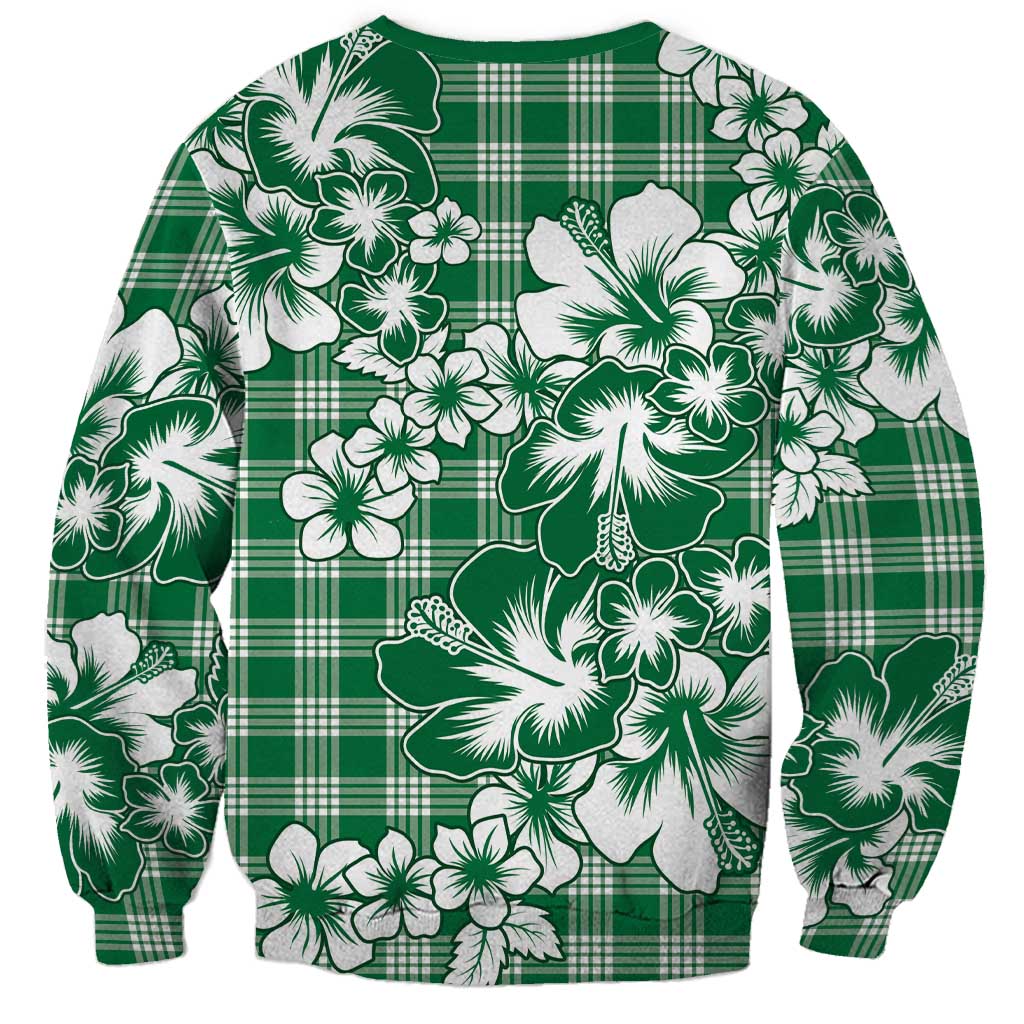 Hibiscus Pakala Emerald Green Sweatshirt Tropical Floral Stylized - Polynesian Pride