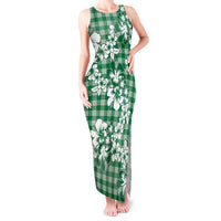 Hibiscus Pakala Emerald Green Tank Maxi Dress Tropical Floral Stylized - Polynesian Pride