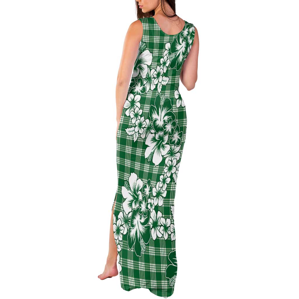 Hibiscus Pakala Emerald Green Tank Maxi Dress Tropical Floral Stylized - Polynesian Pride