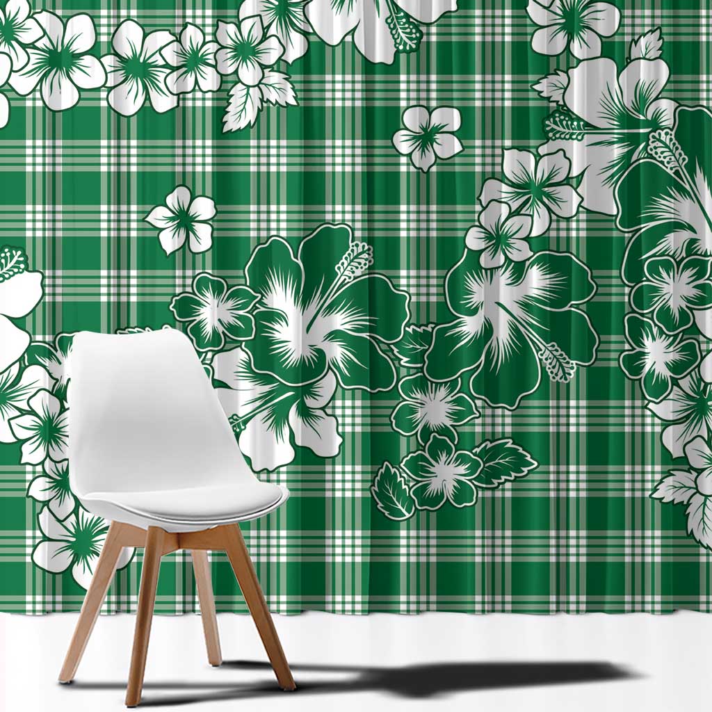 Hibiscus Pakala Emerald Green Window Curtain Tropical Floral Stylized - Polynesian Pride