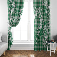 Hibiscus Pakala Emerald Green Window Curtain Tropical Floral Stylized - Polynesian Pride