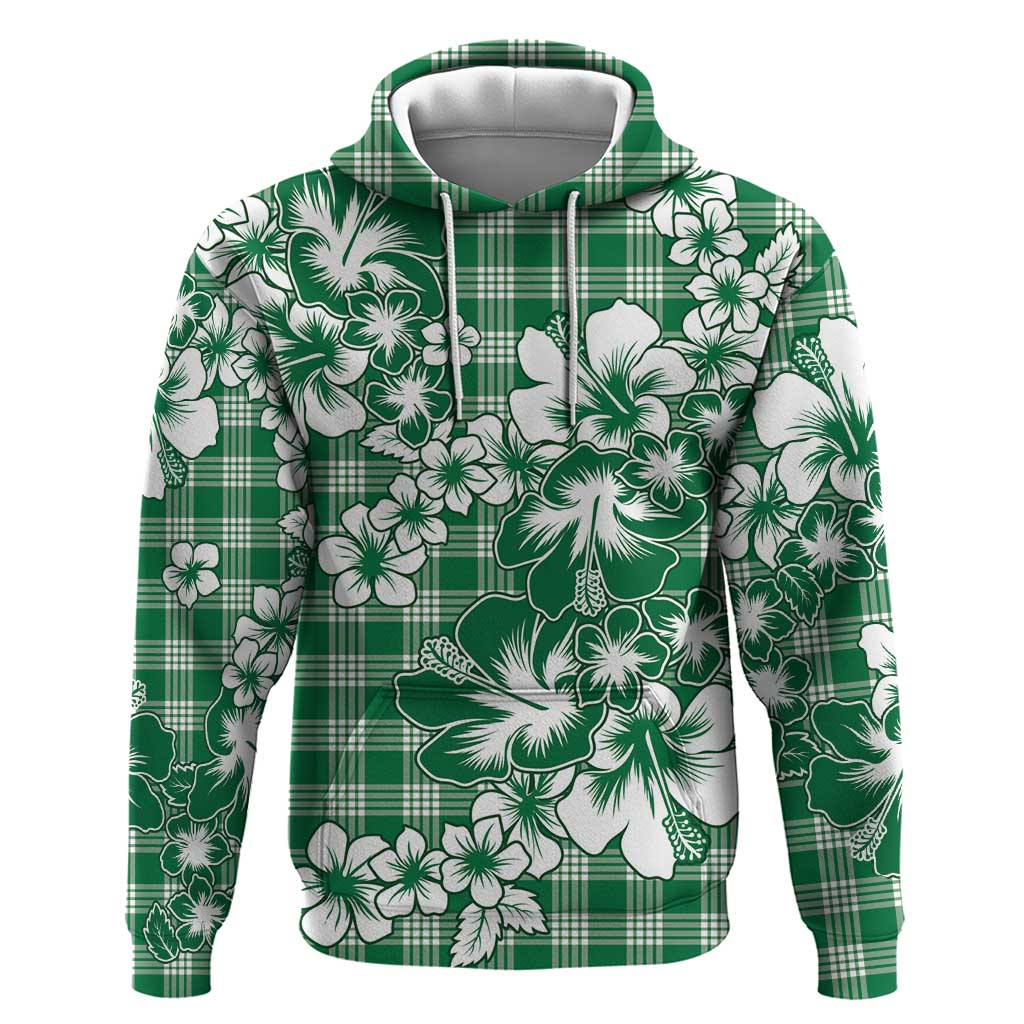 Hibiscus Pakala Emerald Green Zip Hoodie Tropical Floral Stylized - Polynesian Pride