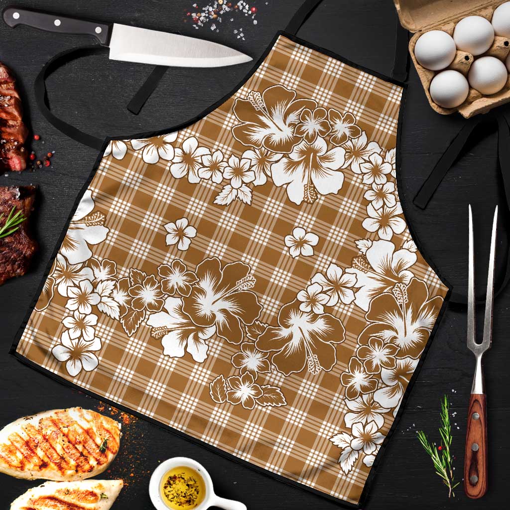 Hibiscus Pakala Bronze Brown Apron Tropical Floral Stylized - Polynesian Pride