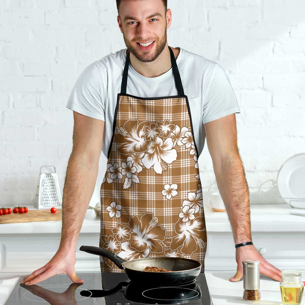 Hibiscus Pakala Bronze Brown Apron Tropical Floral Stylized - Polynesian Pride
