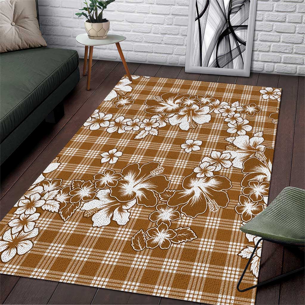 Hibiscus Pakala Bronze Brown Area Rug Tropical Floral Stylized - Polynesian Pride