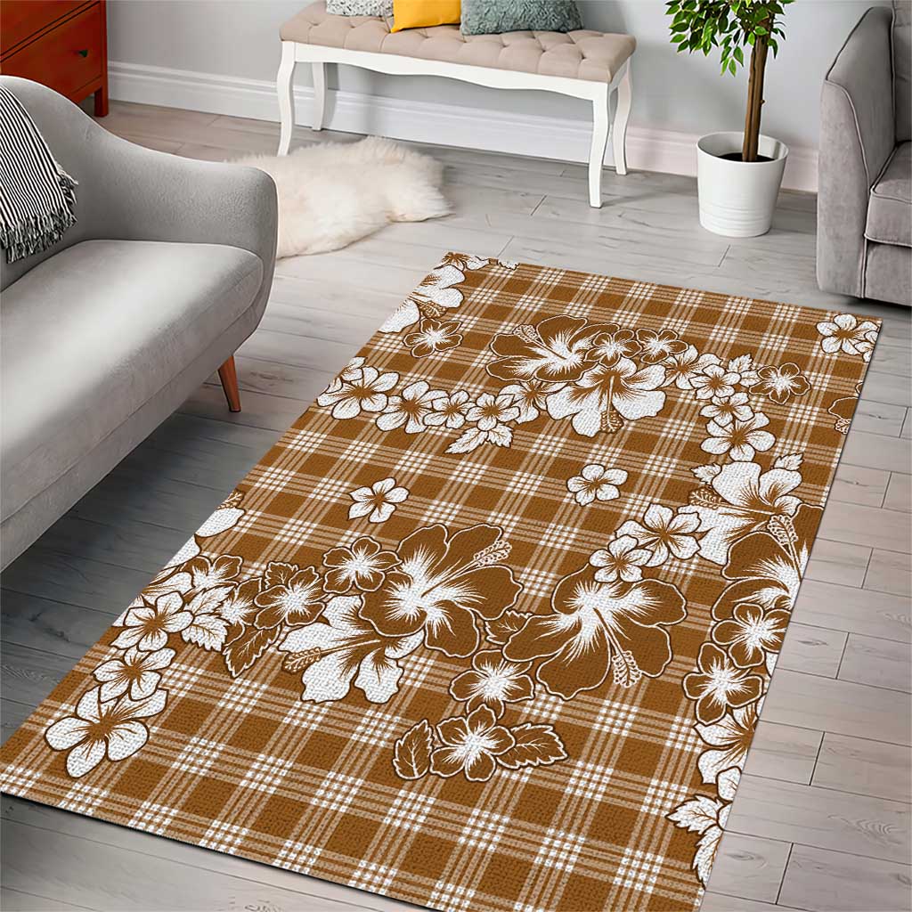 Hibiscus Pakala Bronze Brown Area Rug Tropical Floral Stylized - Polynesian Pride