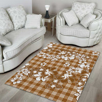 Hibiscus Pakala Bronze Brown Area Rug Tropical Floral Stylized - Polynesian Pride