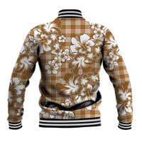 Hibiscus Pakala Bronze Brown Baseball Jacket Tropical Floral Stylized - Polynesian Pride
