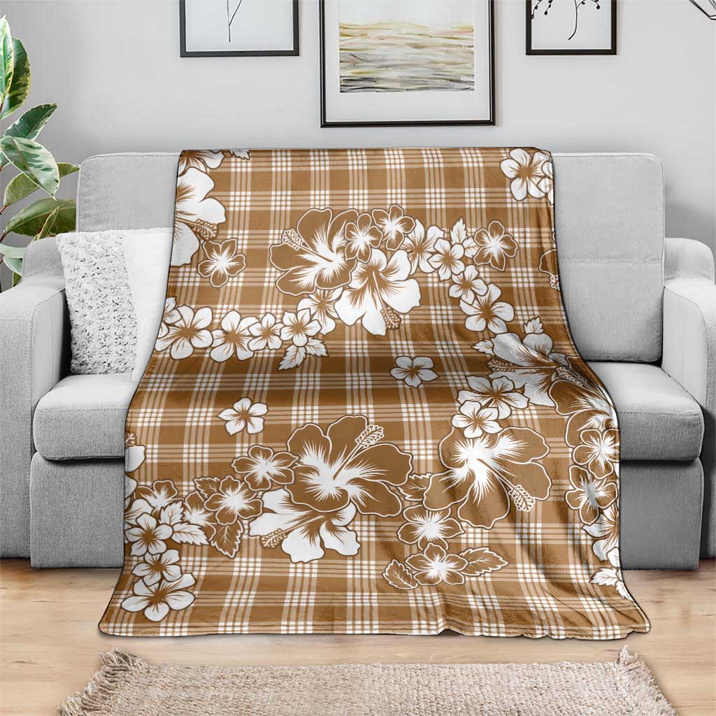 Hibiscus Pakala Bronze Brown Blanket Tropical Floral Stylized - Polynesian Pride