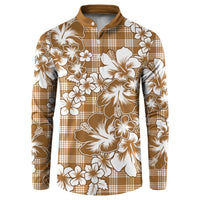 Hibiscus Pakala Bronze Brown Button Sweatshirt Tropical Floral Stylized - Polynesian Pride