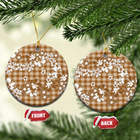 Hibiscus Pakala Bronze Brown Ceramic Ornament Tropical Floral Stylized LT01 Circle Brown - Polynesian Pride